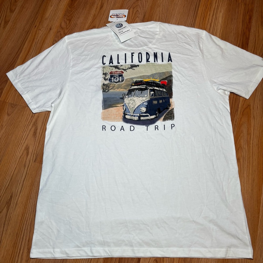Crazy Shirts White T-Shirt California Road Trip Size XL